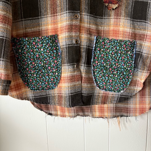 SOLD Bright Eyes Upcycled Flannel - Picture 7 of 10